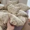 Conjunto de cuatro piezas de algodón tejido floral fresco y delicado, suave y acogedor para dormir sin nada, funda de edredón, sábana, juego de ropa de cama de tres piezas para dormitorio de estudiante