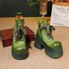Botines para Mujer 2025 Otoño e Invierno Botas Nuevas Piel de Vaca de Primera Capa Lujo Accesible Moda Retro Piel Genuina Con Cordones Botas de Suela Gruesa