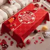 Mantel para mesa de centro de boda, mantel rojo para mesa de comedor de sala de estar, tela decorativa festiva para compromiso y recién casados, mantel de Año Nuevo que realza el ambiente