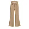 Atacado de Roupas Femininas Transfronteiriças Estilo Europeu e Americano Outono 2025 Novo Estilo Bonito Cruz Alta Elasticidade Calças Casuais Levemente Flare Femininas Cor Lisa