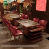 Juego de Mesa y Sillas para Restaurante de Hot Pot de Cadena con Cocina de Inducción Integrada, Restaurante Temático Cocina Sichuan Fusión Barbecue Restaurante Cabina Sofá