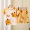 Novos Pijamas Infantis 2025 Primavera e Verão Conjunto de Manga Curta Estilo Fino Infantil Meninas Verão Estiloso Pijama para Crianças Maiores