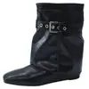 Botas de mujer estilo coreano con punta y hebilla de cinturón, nueva colección otoño/invierno 2026, diseño plisado versátil, botas de montar, botas de moda de alta gama