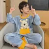 Pijama de Invierno para Niños de Franela Dibujos Animados Pullover Tallas Mediana y Grande Conjunto de Ropa de Casa de Franela para Niños
