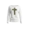 Camiseta de Manga Larga con Estampado HeyHenry Cross para Mujer, Top Ajustado Estilo Americano Y2K, Moda Otoñal de Moda