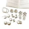 Pendientes Geométricos Mate Exagerados de Flor de Metal de Moda para Mujer, Pendientes de Moda de Personalidad Única de Nicho de Alta Gama