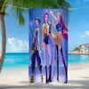 Toalha de Praia Popular de Kpop Transfronteiriça, Menina Caçadora de Demônios, Toalha de Banho de Secagem Rápida para Férias na Praia, Toalha de Praia de Microfibra