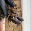 Botas de Tacón Grueso para Mujer, Botas de Trabajo de Moda Europea y Americana, Detalle de Hebilla, Botas de Caballero Patchwork, Nuevas Botas de Media Caña 2026