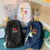 Mochila casual simple ligera de gran capacidad, estilo japonés, ins-trendy, con estampado de letras, para estudiantes de secundaria, preparatoria y universidad