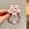 Laço Rosa Gatinho Anel de Intestino Pequeno Laço de Cabelo Fofo para Menininha Laço de Cabelo Doce com Flor de Bolinhas Elástico
