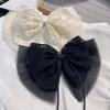 Estilo coreano Super Fairy Lace Bordado Big Bow Spring Clip Ribbon Hairpin Elegante Girl Top Clip Boutique Acessórios para o Cabelo
