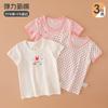 Pacote com 3 Camisetas de Manga Curta para Bebê Menina Novos Pijamas de Meia-Manga 100% Algodão para Meninas Respiráveis Categoria Tops de Verão para Menininhas