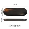 Prato de cerâmica estilo japonês transfronteiriço Prato retangular ocidental Prato plano longo oval Prato de assar Utensílios de mesa Prato de sushi japonês comercial