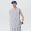 Camiseta Regata Cor Sólida Masculina Verão Streetwear Americano Temporada Solta Casual Mais Fácil de Combinar Cores Variadas Colete Roupa de Basquete