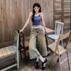 Jeans Feminino Cropped Vintage Cuidadosamente Selecionado, Novo Estilo Verão 2026, Cintura Alta, Solto, Perna Larga, Sobre o Joelho, Shorts Comprimento 7/8