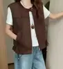 Chaleco de gamuza con cremallera estilo retro para mujer, nuevo de otoño sin mangas entallado que define la cintura, chaleco de moda versátil