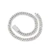 Corrente Cubana de Hip Hop Transfronteiriça Europeia e Americana Totalmente Cravejada com Moissanita 12mm 3 Fileiras Forma de Diamante Estilo de Rua Joias Acessórios da Moda
