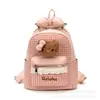 Mochila xadrez de desenho animado da moda, mini mochila fofa para meninas, estilo preppy, bolsa escolar de grande capacidade para estudantes