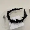 Faixa de Cabelo com Laço de Organza Estilo Francês e Pérolas, Super Estilo Fada, Aumenta a Altura, Faixa de Cabelo Fofa com Vibe Atmosférica, Grampo de Cabelo Tendência do Instagram