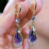 Pendientes de gota de cristal morado de alta calidad, sencillos y elegantes, de moda, 2023, nueva moda