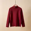 Camiseta básica de cuello medio para hombre, camiseta de manga larga de algodón puro de peso pesado, top de otoño juvenil de cuello medio, cuello alto, moda de primavera y otoño