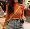 Suéter de Cuello Medio Alto de Calidad Manga Larga Tejido de Punto para Mujer Otoño Invierno Nuevo Estilo Capa Interior Capa Base Ajustado Ceñido Viaje