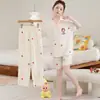 Pijama Infantil para Niños, Conjunto de Tres Piezas de Verano con Mangas Cortas y Pantalones Largos, Nuevo Estilo 2026 Estilo Princesa Ropa de Casa para Niñas y Niños Mayores, Adecuado para Usar como Ropa Exterior