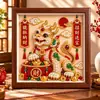 Série de Pintura com Pérolas do Deus da Fortuna e Riqueza do Ano Novo DIY Moldura de Foto Feita à Mão Adesivo de Diamante Display Festivo para Desktop