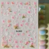 Adesivos de Unha com Flor de Pessegueiro em Relevo Transfronteiriços, Adesivos Frescos Florais 3D DIY para Isqueiro em Relevo, Modelo SL