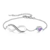 Estilo Europeo y Americano Transfronterizo Estilo Nuevo Ilimitado con Accesorios de Circonita Cúbica Pulsera Pulsera de Piedra de Nacimiento Corazón Joyería Simple para la Mano