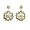 Brincos Originais de Novo Design Estilo Floresta Verde Oliva com Zircônia, Brincos de Tarraxa Florais Vazados Retrô Franceses, Brincos Versáteis da Moda para Mulheres