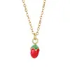 Corrente para Clavícula de Mini Legumes Coloridos com Pingente de Berinjela e Pimentão Gota de Óleo Personalizada Criativa Joia de Colar de Aço Inoxidável