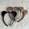 Joyería Haiyue nueva diadema de orejas de gato lindas con estampado de leopardo súper linda dulce para lavar la cara horquilla vendiendo diadema linda tocado