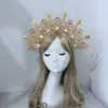 Paquete de materiales para corona solar headdress hecho a mano DIY foto pasarela Corona de iglesia diadema de estrella dorada plateada negra