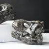 Pieza de talla de calavera de dinosaurio de múltiples materiales, piedra en bruto de cristal natural transfronteriza, obsidiana pulida, decoración del hogar