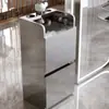 Mostrador de Herramientas para Barbería, Gabinete de Acero Inoxidable de Doble Cara para Salón de Peluquería, Almacenamiento con Cajones y Estante para Secadoras