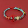Pulsera para el Día de San Valentín Chino para Pareja DIY Cuentas Portátiles Joyería de Oro Accesorios Cuerda Roja Tejida a Mano Nudo de Flor de Durazno Pulsera para Mujer