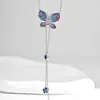 Colar Borboleta com Franja de Zircônia Cúbica Colorida Retrô Esmalte Borboleta Flor Pingente Corrente para Suéter Moda Versátil de Luxo Leve