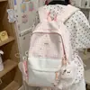 Mochila para Meninas do Ensino Fundamental Estilo Coreano Estilo Ins Bolsa de Ombro para Meninas do Ensino Médio Estudante para Aula Deslocamento Mochila Xadrez de Bolinhas