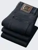Roupas Masculinas Populares / Novo Outono e Inverno Luxo Negócios Estilo Europeu Slim Fit Stretch Calça Jeans Reta Tendência Marca Calças Grossas