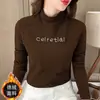 Camiseta interior térmica de doble cara de forro polar 220k con cuello semialto para mujer, nueva de otoño/invierno 2025, corte ajustado, versátil, de manga larga