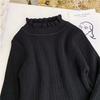 [em estoque] Suéter Básico para Meninas Outono e Inverno Novo Suéter de Tricô para Bebê Estilo Ocidental Gola Média com Borda de Orelha Estilo Coreano Infantil