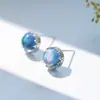 Liloch Plata Esterlina 925 Pendientes Simples Elegantes Exquisitos Corona Piedra Lunar Pendientes Coreanos para Mujer Combinan con Todo Celebridad de Internet
