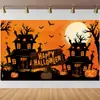 2025 Transfronterizo Nuevo Terror Halloween Fondo Fotográfico Tela Banner Tema Calabaza Bandera Arreglo Ambiente Festival de Fantasmas