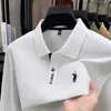 Polo de Algodón Puro de Manga Larga Transfronterizo para Hombre 2025 Otoño Nuevo Solapa Bordado Transpirable Moda Casual Camiseta de Hombre