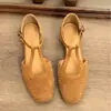 Sandalias tejidas de piel de oveja para mujer en verano, combinadas con faldas, zapatos Mary Jane huecos con tacones gruesos y puntera cerrada, impresionantes sandalias romanas