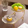Conjunto de Pratos de Frutas em Camadas Luxo Leve Mesa de Centro da Sala de Estar Doce Frutas Secas Petisco Prato de Exibição Porta Petiscos para o Chá da Tarde