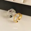 Anillo abierto de doble capa redondo de circonita cúbica de temperamento coreano nicho sensación de alta gama anillo para el dedo índice joyería de mano versátil simple de lujo ligero