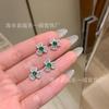 Atacado de fábrica batata doce pequena material natural perigoso Yang jade verde trevo brincos prata s925 incrustada design pequeno e fresco