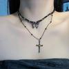 Collar de cuentas cruzadas con mariposas apiladas estilo Spice Y2K, diseño moderno y dulce, gargantilla, accesorios para el cuello